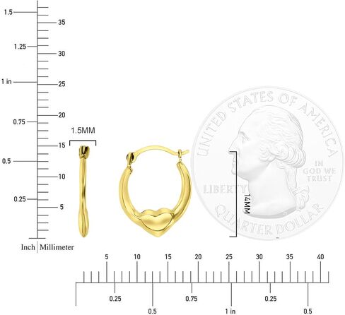 14K الذهب الأصفر 2x14mm صغيرة مصقولة القلب خفيفة الوزن الاقراط in Saudi Arabia