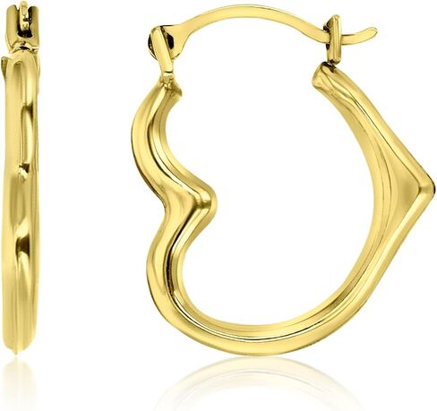 14K الذهب الأصفر 2x14mm صغيرة مصقولة القلب خفيفة الوزن الاقراط in Saudi Arabia