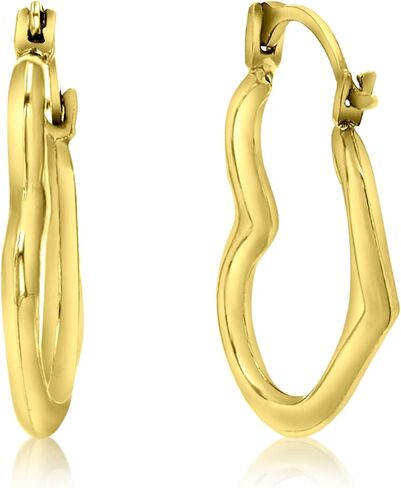 14K الذهب الأصفر 2x14mm صغيرة مصقولة القلب خفيفة الوزن الاقراط in Saudi Arabia