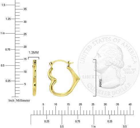 14K الذهب الأصفر 2x14mm صغيرة مصقولة القلب خفيفة الوزن الاقراط in Saudi Arabia