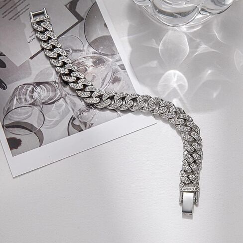 Cuban Link Chain Bracelet for Mens Alloy Diamond Cut 18mm 21mm Stainless Steel Chain Hip Hop Jewelry in Saudi Arabia
