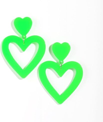 Bowitzki Double Heart Earrings Dangling Love Heart Shape Acrylic Drop Earrings Gift For Women Girls Valentine's Day Thanksgiving Day in Kuwait