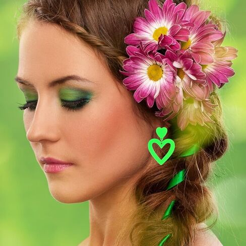 Bowitzki Double Heart Earrings Dangling Love Heart Shape Acrylic Drop Earrings Gift For Women Girls Valentine's Day Thanksgiving Day in Kuwait