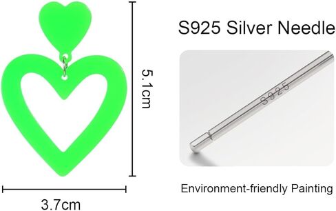 Bowitzki Double Heart Earrings Dangling Love Heart Shape Acrylic Drop Earrings Gift For Women Girls Valentine's Day Thanksgiving Day in Kuwait