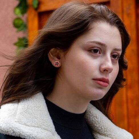 أقراط الخشخاش الأحمر من الفضة الإسترليني: 925 أقراط الخشخاش المضادة للحساسية أقراط على شكل زهرة مجوهرات هدية للنساء والفتيات المراهقات in Kuwait