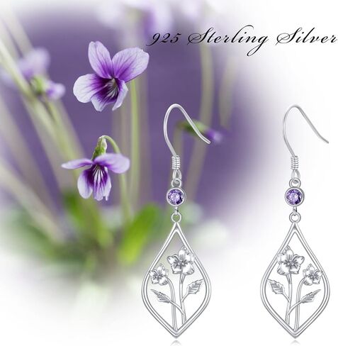 Birth Flower Earrings Sterling Silver Month Flower Drop Earrings Birthstone Earrings Birthday Jewelry Gifts in Saudi Arabia
