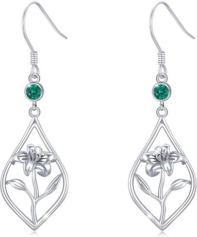 Birth Flower Earrings Sterling Silver Month Flower Drop Earrings Birthstone Earrings Birthday Jewelry Gifts in Saudi Arabia