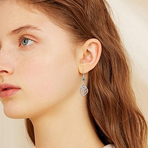 Birth Flower Earrings Sterling Silver Month Flower Drop Earrings Birthstone Earrings Birthday Jewelry Gifts in Saudi Arabia
