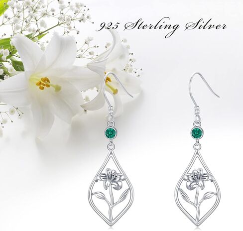 Birth Flower Earrings Sterling Silver Month Flower Drop Earrings Birthstone Earrings Birthday Jewelry Gifts in Saudi Arabia