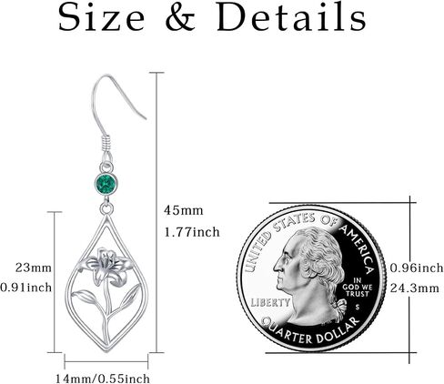 Birth Flower Earrings Sterling Silver Month Flower Drop Earrings Birthstone Earrings Birthday Jewelry Gifts in Saudi Arabia
