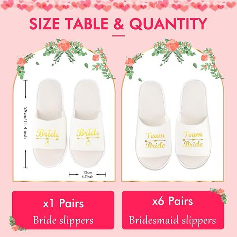 EPLAZA 7 أزواج من شباشب العروس وصيفة العروس للاستعمال مرة واحدة، شباشب زوجة لحفلات الزفاف وهدايا حفل العازبة in Kuwait