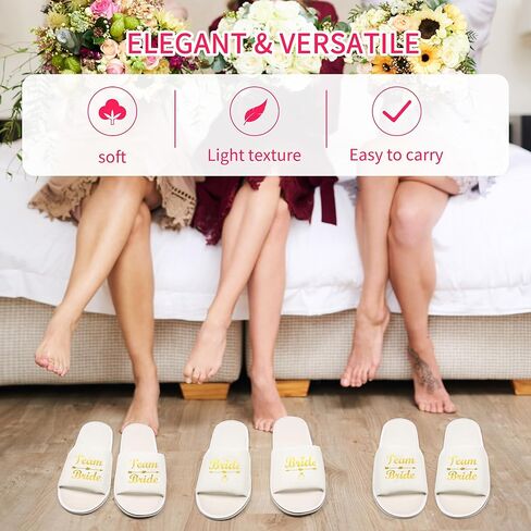 EPLAZA 7 أزواج من شباشب العروس وصيفة العروس للاستعمال مرة واحدة، شباشب زوجة لحفلات الزفاف وهدايا حفل العازبة in Kuwait