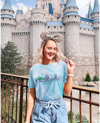 تي شيرت نسائي World Traveller تي شيرت Magic Kingdom Graphic تي شيرت مطابق للرحلة تي شيرت للفتيات لقضاء العطلات Hodilay بأكمام قصيرة in Kuwait