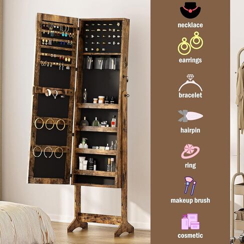 SDHYL Full-length Mirror Standing Jewelry Storage Cabinet Makeup and Jewelry Storage Organizer in Kuwait