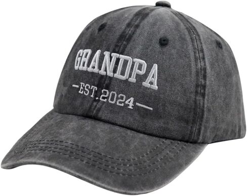 3D Embroidered Grandpa Est. 2024 Hat, Distressed Cotton Adjustable Funny Best Grandfather Baseball Cap in Kuwait