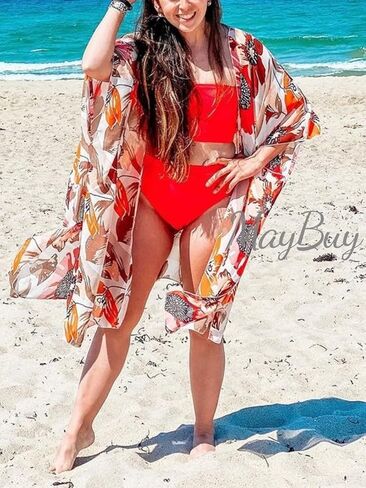 MayBuy Women’s Beach Swimwear Swimsuit Bathing Suit Cover Ups Long Kimono Cardigans Dusters in Kuwait