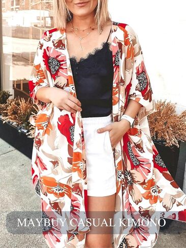 MayBuy Women’s Beach Swimwear Swimsuit Bathing Suit Cover Ups Long Kimono Cardigans Dusters in Kuwait