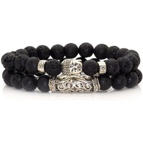 PEAS Fashion Jewelry Buddha Bracelet Lava Stone Stretch Bracelet