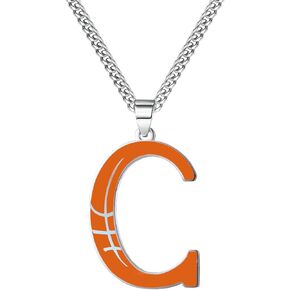 WIGERLON Basketball Initial Necklace for Boys and Girls,Basketball Gifts Stainless Steel Basketball Letter Pendant for Men and Women new