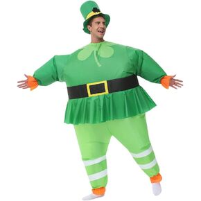 زي تنورة أيرلندية من جوروسايكا، زي تنكري مضحك للحفلات التنكرية للبالغين، زي سانت باتريك ليوم الضربة الجني مع قبعة أيرلندية، زي قابل للنفخ، عطلة منفوخة للنساء in Kuwait