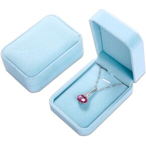 TheDisplayGuys - Plush Velvet Pendant Necklace Earrings Box w/Hinged Snap Lid (Black) - for Gift, Organzing, Displaying, Shipping