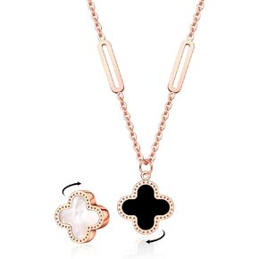 Gold Clover Necklace for Women, 14K Gold Plated Lucky Clover Pendant Necklace for Women