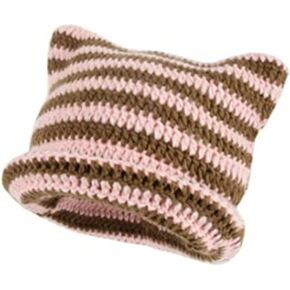 Women's Y2K Vintage Crochet Beanie Cute Beanie Cat Beanie Fairy Grunge Beanie Casual Beanie Alt Headwear Accessories
