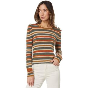 Earthy Stripe Long Sleeve Puff Sweater