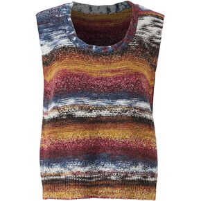 Dshengjie Women's Sleeveless Casual Sweater Vest Trendy U Neck Knitwear with Multi-Layer Color Design Pullover Jumpers