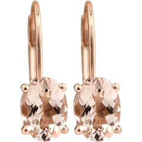 Solid 14k Rose Gold Morganite Dangle Lever back Earrings