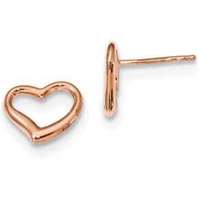 14k Rose Gold Heart Post Studs Earrings - 11mm x 11mm