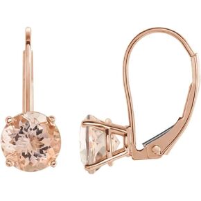Solid 14k Rose Gold Morganite Dangle Lever back Earrings