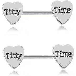 14G Simple Heart Nipple Rings for Women Girls Stainless Steel Heart Shaped Nipplerings Nipple Barbell Nipple Piercing Body Piercing Jewelry