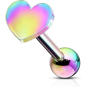 Pierced Owl - 16GA Stainless Steel Flat Heart Top Cartilage Tragus Barbell