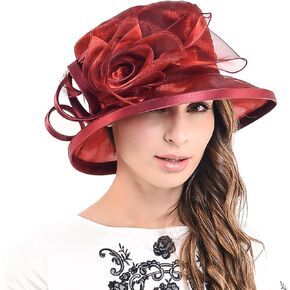 F&N STORY Lady Kentucky Church Derby Dress Wedding Party Hat Drown Brim S043