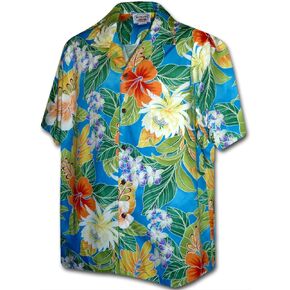 Pacific Legend Tropical Floral Cereus Plumeria Hibiscus Hawaiian Shirt