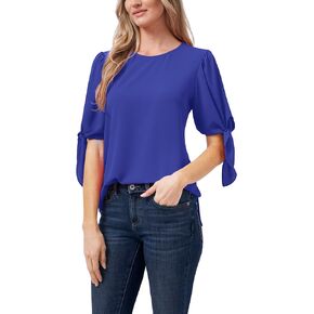 CeCe Short Sleeve Puff Sleeve Blouse w/Ties