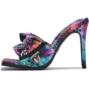 Cape Robbin Iliana Sexy Stiletto High Heel Mules for Women, Square Open Toe Slip On, Ruched Heeled Mules for Women, Women Mule Heels
