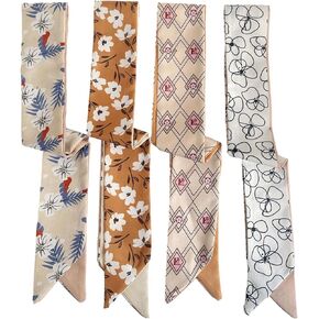 4 Pack Purse Scarf for Bags Silk Head Scarf for Hair Handbag Women Scarfs Band Hair Neck Scarves Fashion Gifts,123
