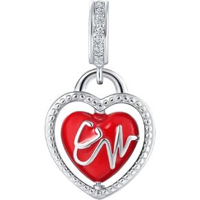 Nurse Stethoscope Medical Music Note Pendant Charms Heartbeat Life Pulse Enamel Beads for Pandora Bracelet