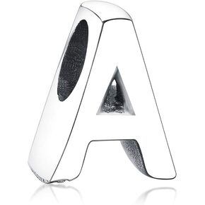 NicelyFit 26 English Capital Letter Initial Character Alphabet 925 Sterling Solid Silver Bead Charm fit Pandora Bracelet (Letter A)