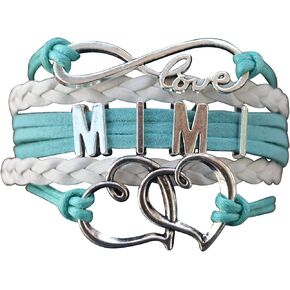 Mimi Gift, Mimi Teal Infinity Charm Bracelet for Women, Mimi Jewelry, Gift for Grandma, Grandma Jewelry, Gender Reveal, Mother's Day Jewelry for Grandmother, Grandma Present