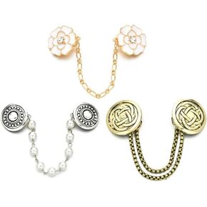 3PCS Waist Clip, Sweater Shawl Clip, Women Brooch Cardigan Dresses Clip Vintage Flower Pin Jewelry Pointed Clip