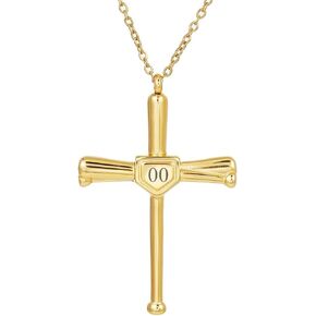 Baseball Bats Cross Necklace with Number Stainless Steel 18K Gold Plated Charm Sports Pendant Gift in Kuwait