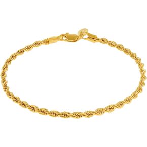 LIFETIME JEWELRY 4mm Rope Chain Bracelet 24k Real Gold Plated for Women and Men