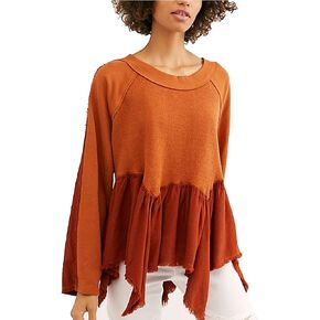 Yuemengxuan Womens Crewneck Sweatshirt Dress Long Sleeve Pullover Tops Y2k Irregular Hem Oversized Sweatshirts Pullovers