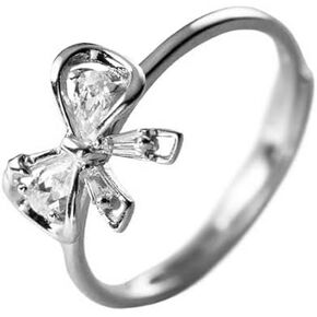 Dainty CZ Bow Knot Stacking Open Ring 925 Sterling Silver Crystal Ribbon Bow Adjustable Statement Knuckle Finger Rings Promise Eternity Bands Sweet Comfort Fit Jewelry Engagement Gifts for Women Girls Bridal