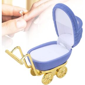Stroller Shape Paper Boxes, Baby Carriage Jewelry Box Personalized Jewelry Earrings Necklace Packaging Case (Blue)