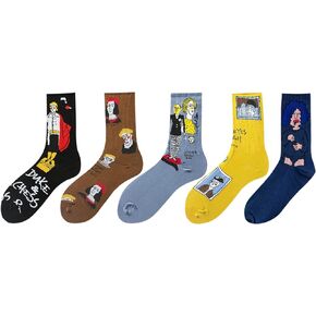 SOXURY 5 Pairs Cotton Aesthetic Novelty Funny Crew Socks for Women Teens Girls Casual Collection Dress Black White