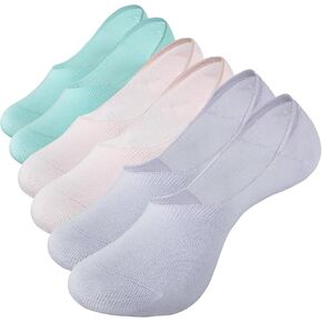 Bauvale Women's 6-Pack Mixed Anti Slip Odor Resist Seamless Thin No Show Invisible Socks,Size 4-9 in Kuwait